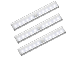 Lurelia Luz Led Para Armário, 3 Peças, 10 Leds, Sensor De Movimento, Pilhas Aaa, Magnética