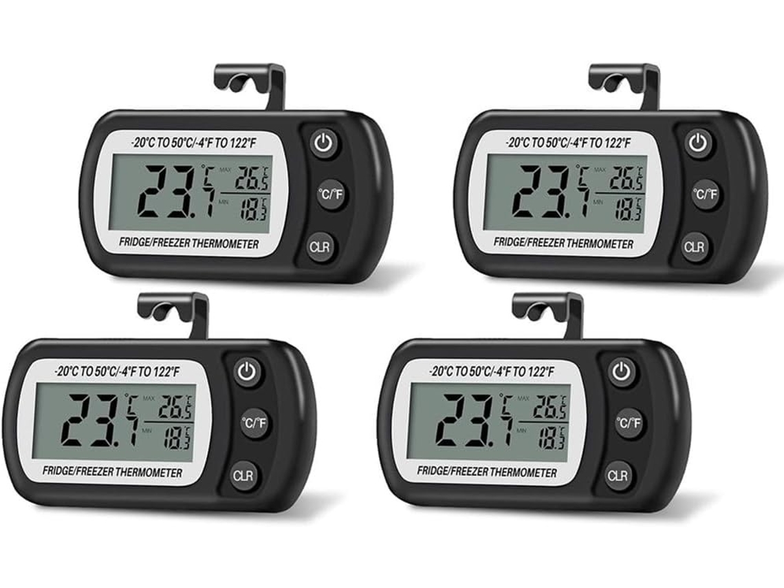 Lurelia Termómetro Digital, 4 Peças, Para Frigorífico E Congelador, Visor Lcd, Suporte Prático