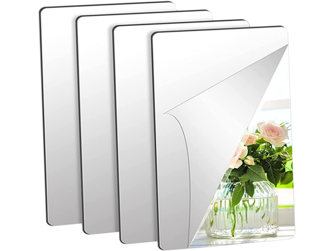 Conjunto De 4 Adesivos De Parede Com Efeito Espelhado, Decalques Decorativos Para Sala De Estar E Banheiro.