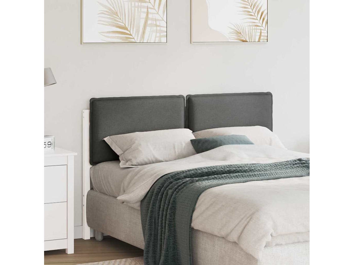Vidaxl Cabeceira Estofada Com Cabeceira Branco E Cinza Claro 135 Cm