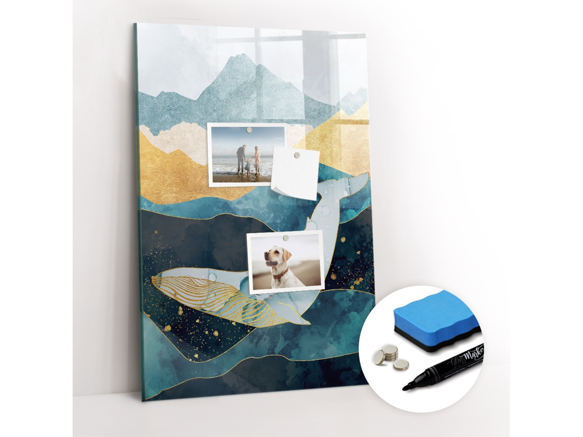 Quadro Magnético Decorativo Baleia De Mármore Para A Sala De Estar Espelharte (40x60 Cm)