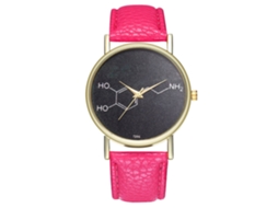 Relógio feminino Zhoulianfa em couro com pulseira de quartzo T296-a vermelho rosado