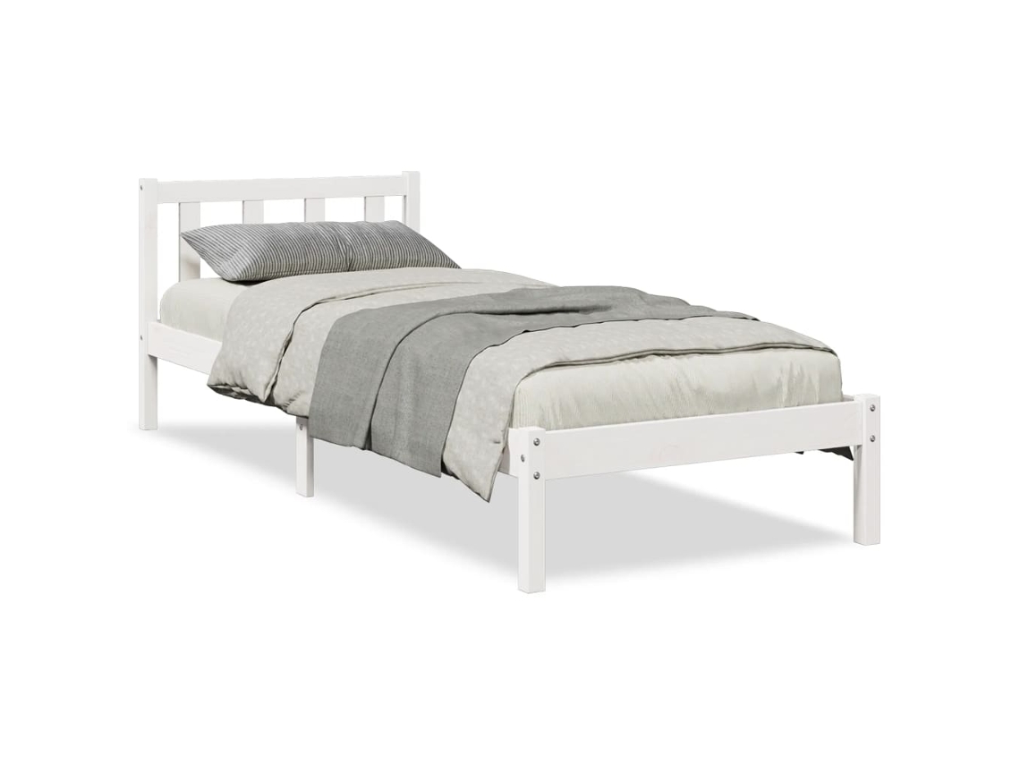 Bed Frame, Bed Frames Vidaxl Branco Madeira De Pinho (100 X 220 Cm)