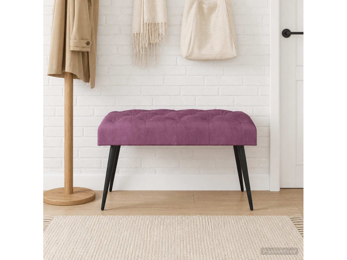 Vidaxl Banco Com Botões Estofados Roxo 80 X 40 X 46 Cm Veludo