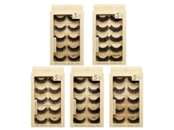 5 Pares Cílios Falsos Mink 3d Macios Fios De Algodão Leve Fluffy Para Maquiagem