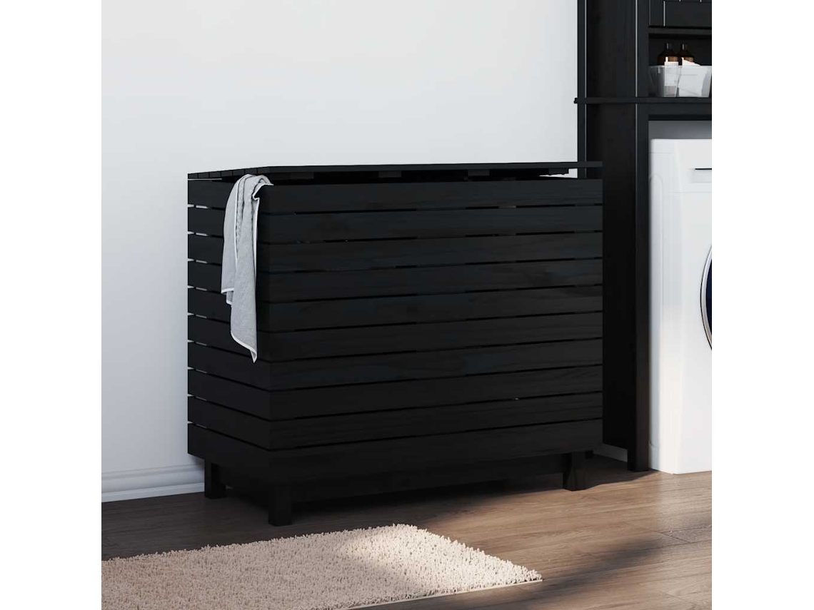 Vidaxl Cesto De Roupa Suja 88,5x44x76 Cm Madeira De Pinho Maciça