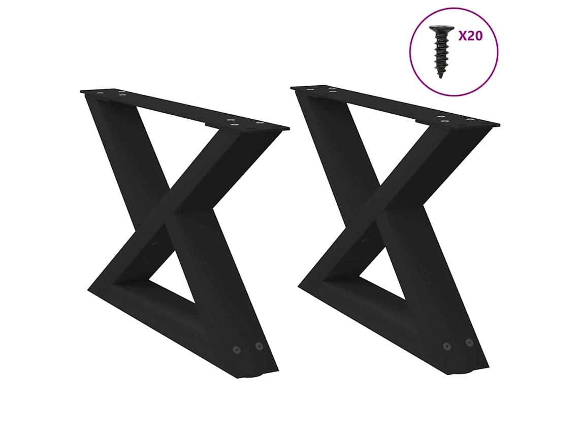 Vidaxl Pés Para Mesa De Centro 2 Peças Preto 50x(30-31,3) Cm Aço