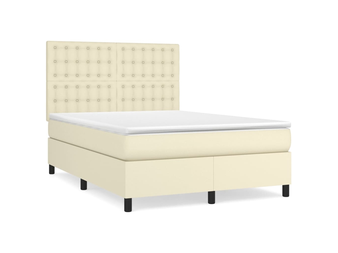 Box Spring Bed, Box Spring Beds Vidaxl Creme Couro Artificial (140 X 190 Cm)