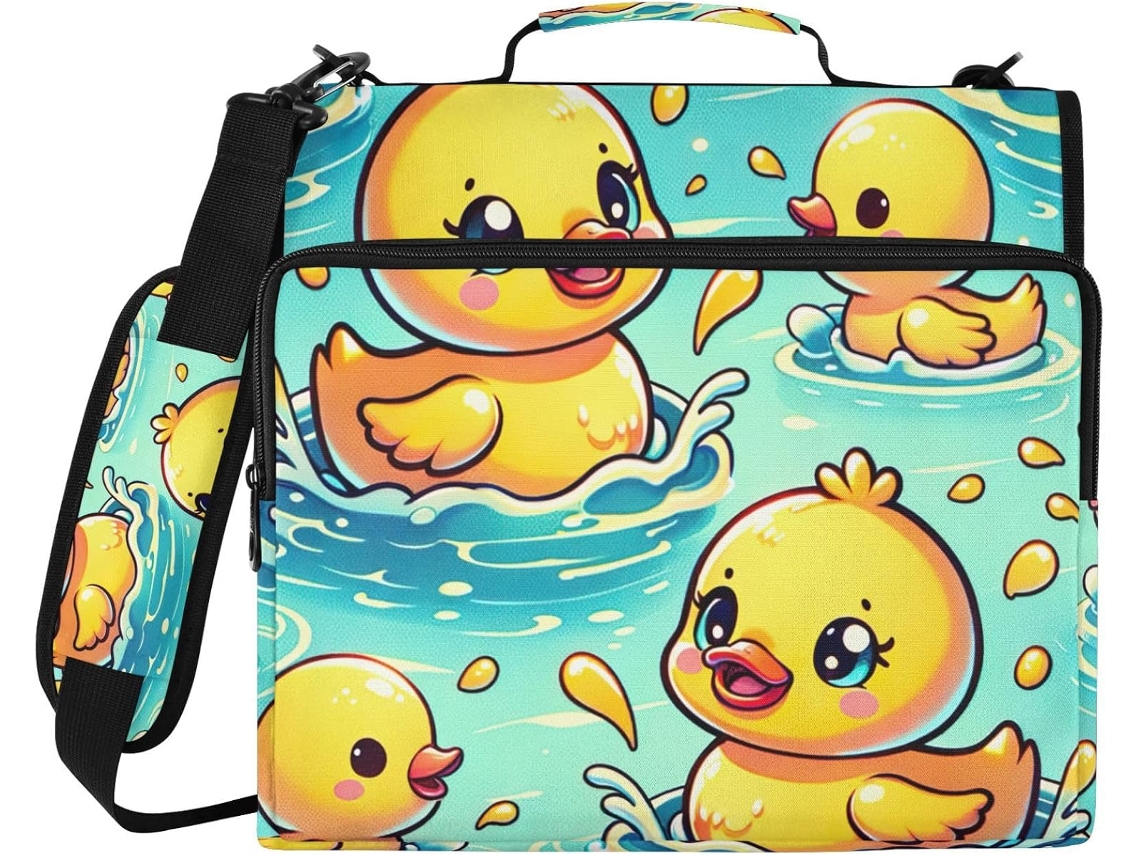 Pasta Organizadora Yellow Duck, Resistente À Água, Escola E Trabalho, Com Zíper E 3-argolas