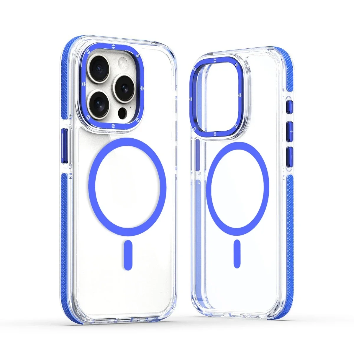 (iphone 12, Azul) Capa Protetora Magnética Transparente Para Iphone, Compatível Com Carregamento Sem Fio Magsafe.