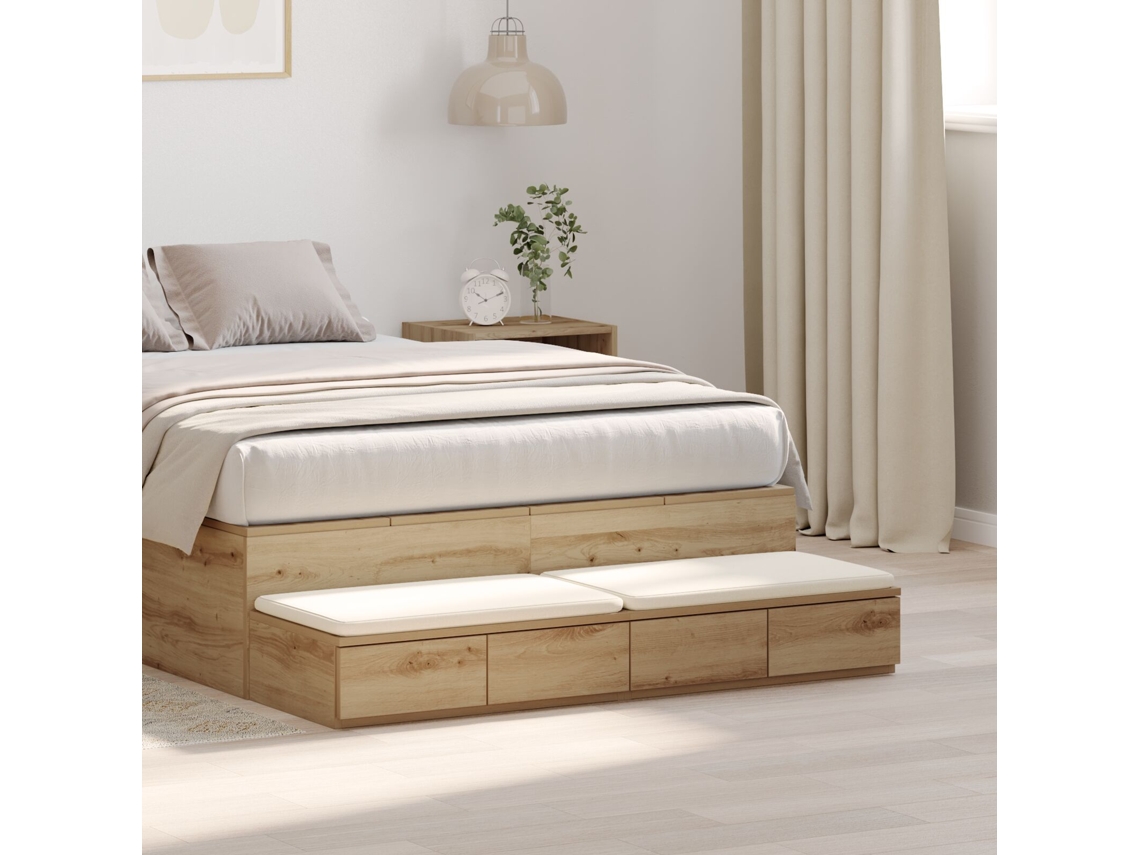 Camas Armazenamento Carvalho Artesanal 120x36,5x16,5 Cm Madeira Compensada Lovely Home