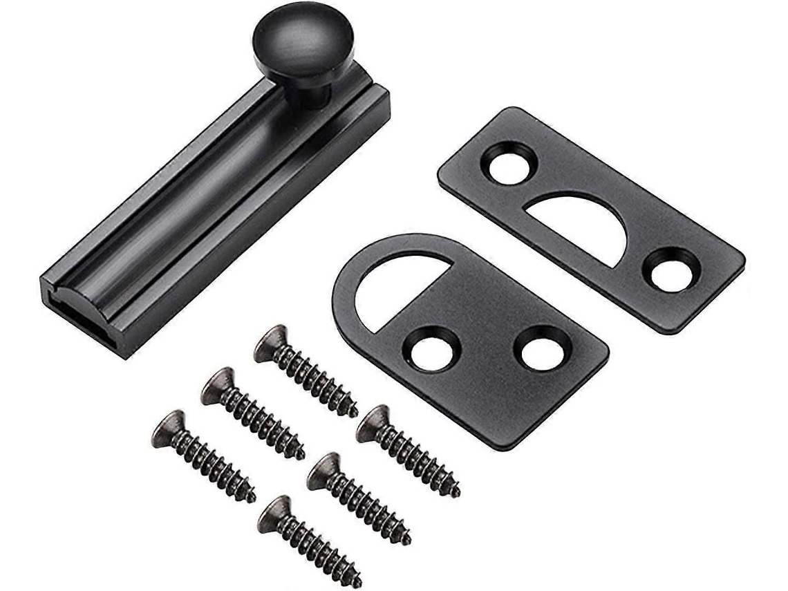 Tranca De Correr Para Porta De Superfície, Acabamento Em Níquel Escovado 3 Polegadas, Preto