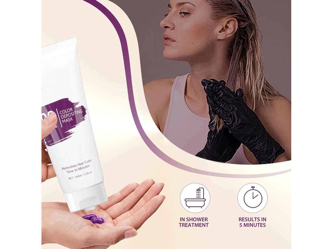 2026 acondicionador de Color para Cabelo Tintado Fácil Colorido Suave Depósito Roxo 100ml