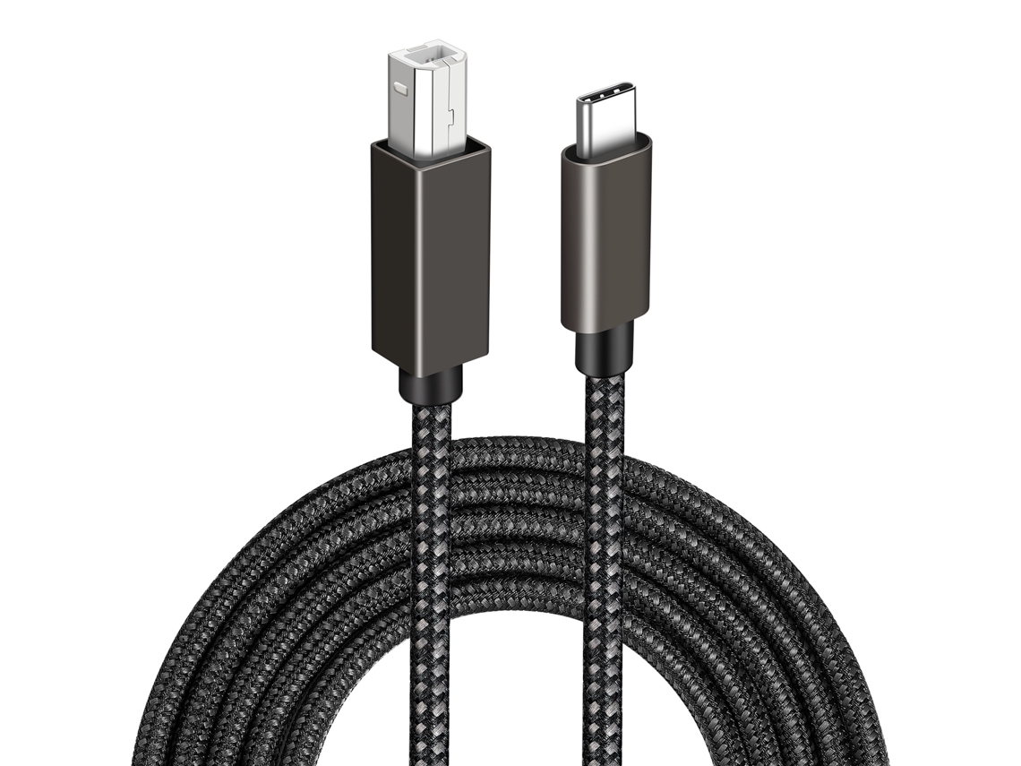 Cabo de Impressora Usb-B para Usb-C Preto 2 Metros