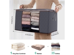 Saco Organizador Cinza Para Roupas, 35l, Dobrável Para Guardar Embaixo Da Cama, Pacote Com 1 Unidade