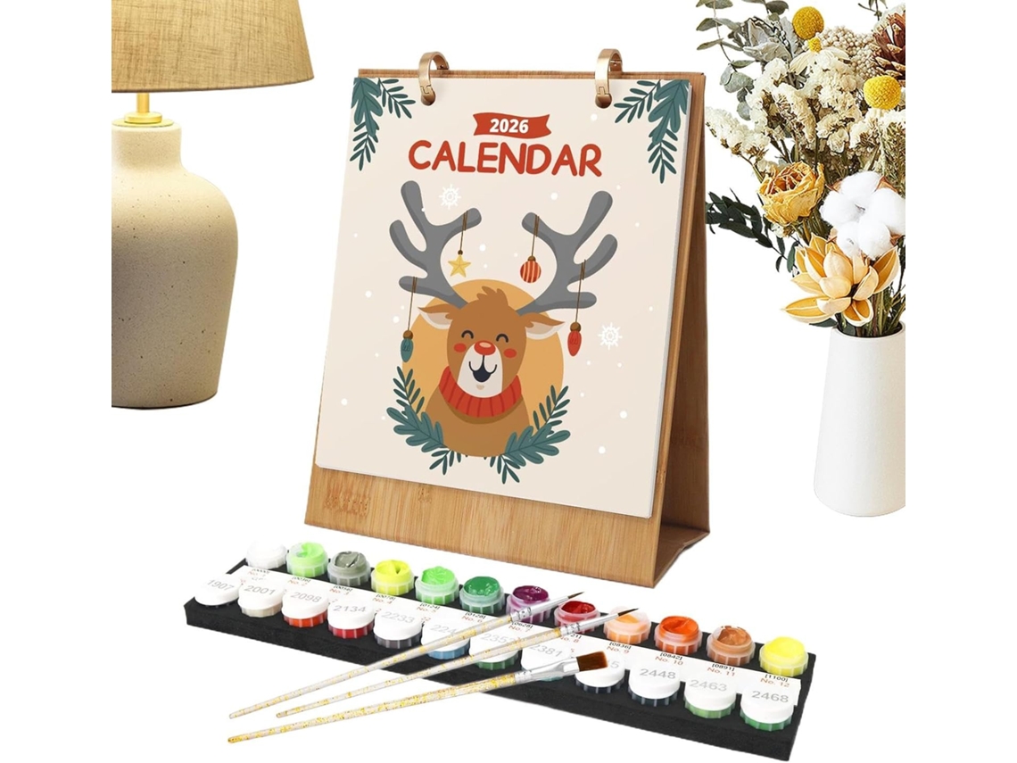 12 Pinturas A Óleo Diferentes Feitas À Mão, Calendário De Mesa 2026, Colorido Para Adultos, Professores, Casa