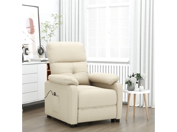 Vidaxl Poltrona Reclinável Elétrica Tecido Cor Creme