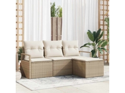 Vidaxl Conjunto De Sofás 4 Unid. Bege Vime Pe