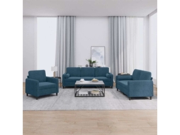 Vidaxl 3 Pcs Conjunto De Sofás Com Almofadas Veludo Azul