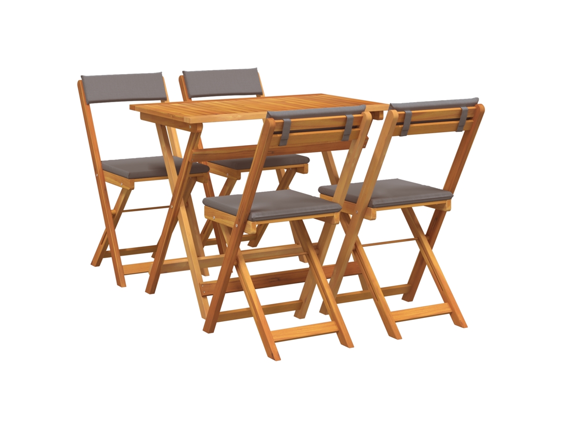 Conjunto 5 Mobiliário De Bistro Vidaxl Castanho Madeira De Acácia Maciça (90 X 55 X 75 Cm)
