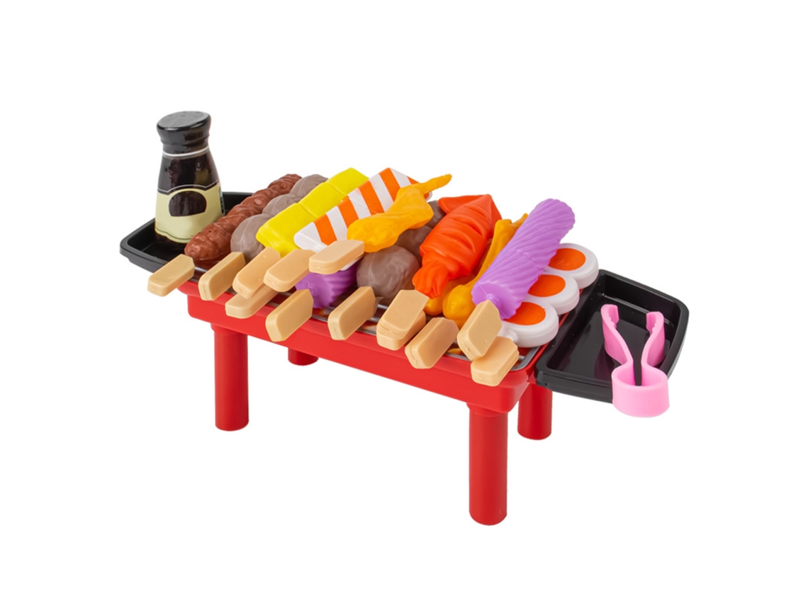 Ats set de Barbacoa para Niños 28 Piezas com Churrasqueira e Comida Simulada Brinquedo de Cozinha para Role Play