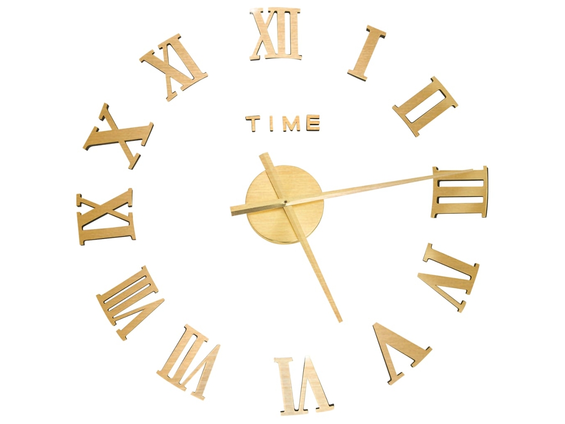 3d Wall Clock, 3d Wall Clocks Vidaxl Ouro Acrílo (n/a)
