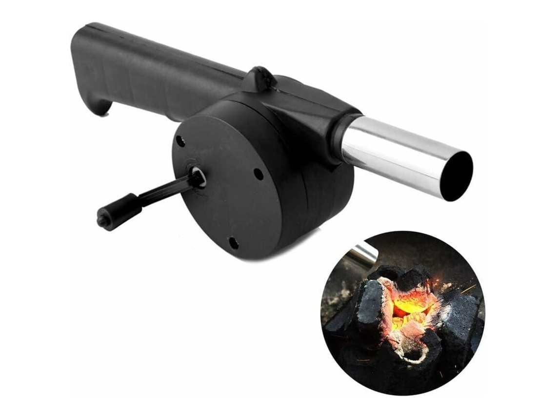 Ventilador Manual para Churrasco Soprador Ar Carvão Camping Pique nique