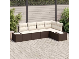 Vidaxl Conjunto de Sofá de Jardim 5 Pcs Marrom e Creme Vime Pe