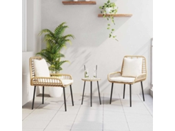 Vidaxl Conjunto de Jantar para Jardim 3 Pcs Marrom e Creme Vime Pe