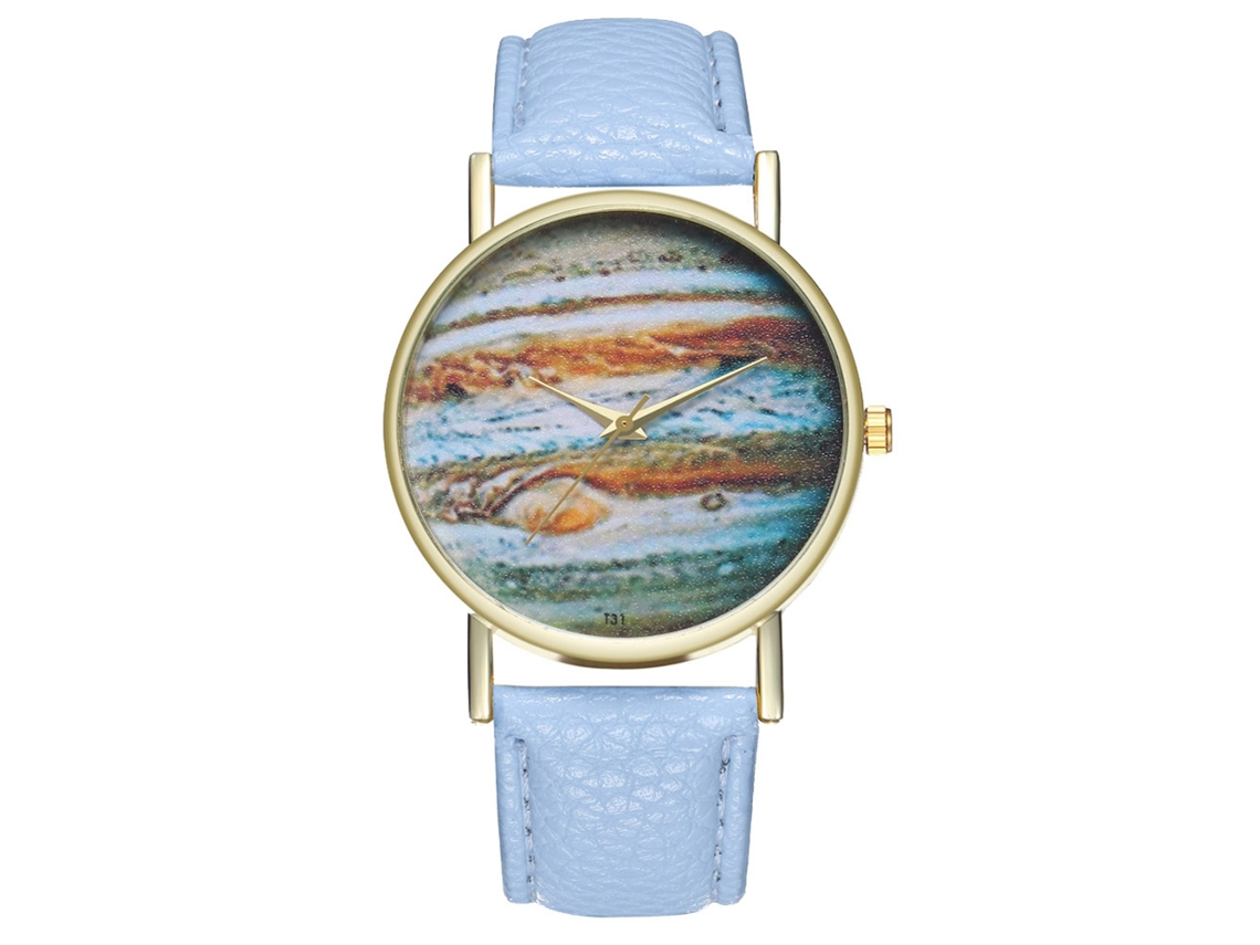 Reloj Analógico De Cuarzo Con Correa Pu Para Mujer Y Hombre Lover Gift (azul Claro)