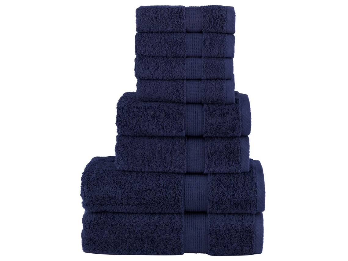 Vidaxl 8pcs Conjunto Toalha Premium Solund 600 Gsm Azul-marinho
