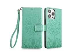 Capa Para Iphone 14 Pro Max Pele Sintética Magnética Verde