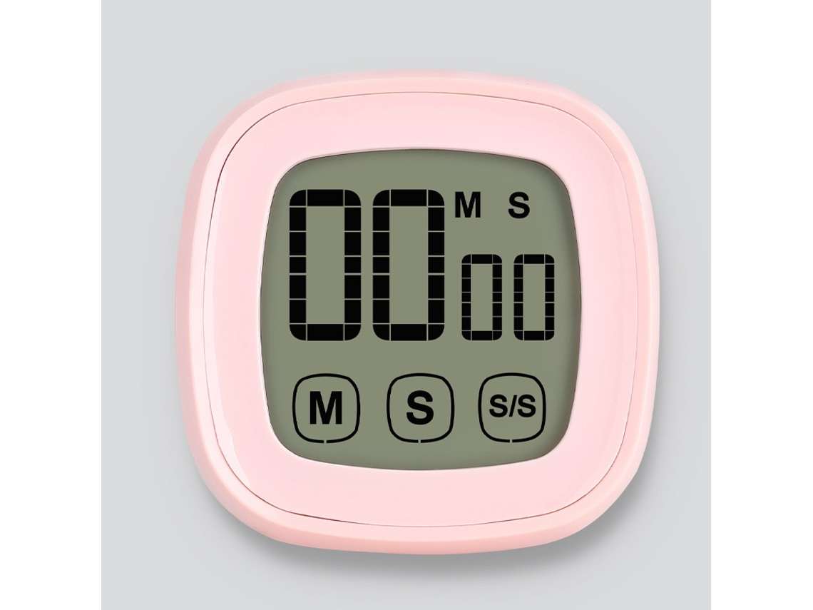 Temporizador De Cozinha, Display Digital, Grande Ecrã Táctil, 99 Minutos E 59 Segundos, Suporte Ajustável, Rosa