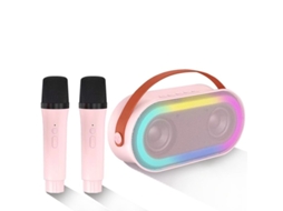 Mini Máquina De Karaokê Com 2 Microfones Sem Fio Alto Falante Bluetooth Portátil Com Baixo Estéreo E Luz Led Para Meninas E Meninos De 4 A Yizhood