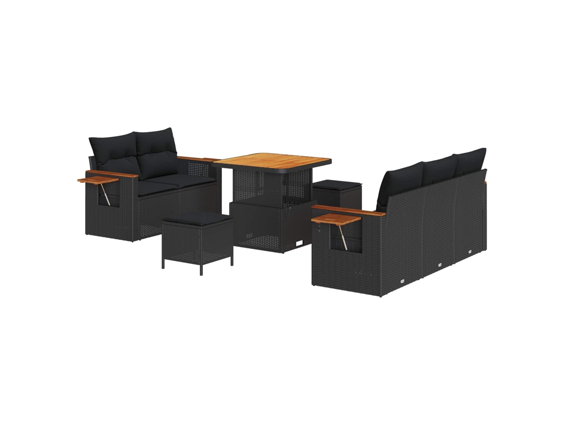 Maison Exclusive - Conjunto De Sofá De Jardim Com Almofada 8 Pcs Preto