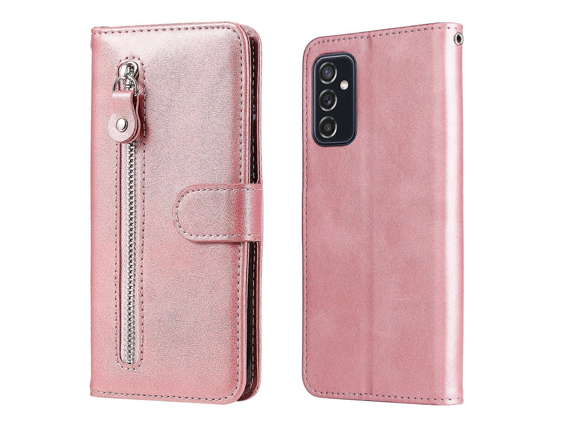 Capa De Couro Com Textura De Bezerro E Zíper Horizontal Para Samsung Galaxy M52 5g