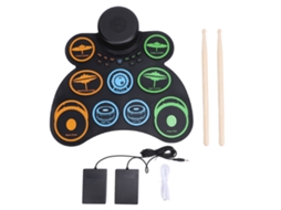 Bateria Eletrônica 9 Pads Rolável com Fones, Pedais e Baquetas para Crianças