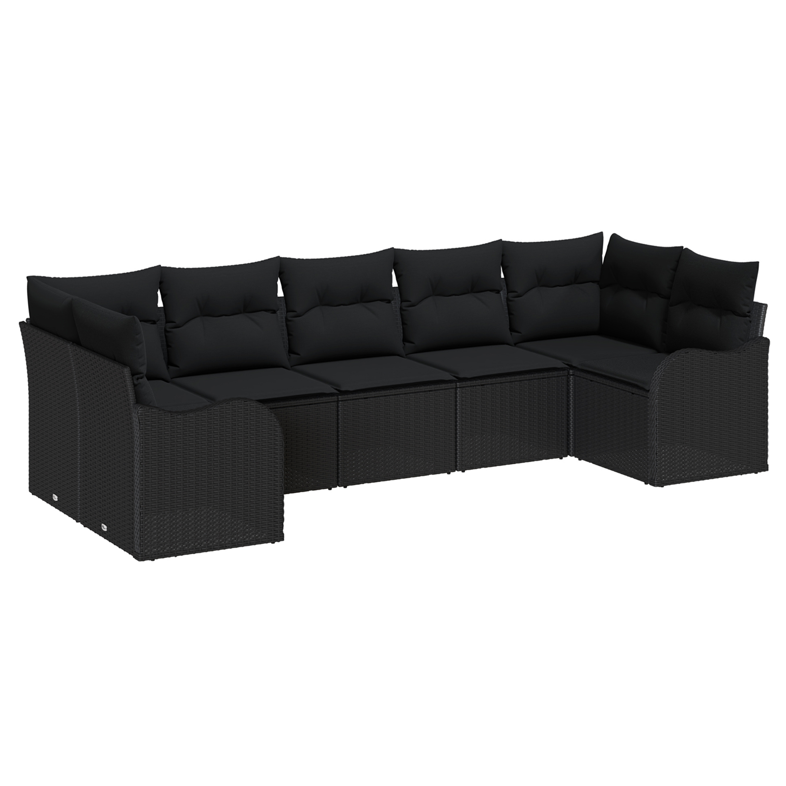 Conjunto 7 Sofá Exterior Vidaxl Preto Vime Pe (121 X 61,5 X 69 Cm)