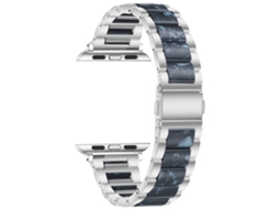 Compatível Com Xiaomi Band 10pro 9pro 8pro, Pulseira De Resina E Liga Metálica Com Design Flores Prateadas Azuis