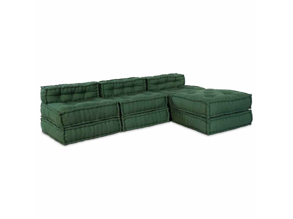 Vidaxl Unidade De Sofá Modular Tecido Verde 210 X 140 X 56 Cm