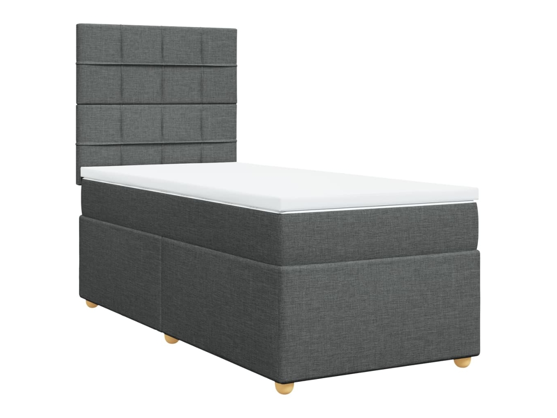 Cama com Molas e Colchão Tecido Cinzento Escuro MAISON EXCLUSIVE (90x200 cm)