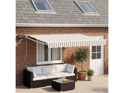 Vidaxl Toldo Retrátil Manual Com Leds Cinza Claro E Branco
