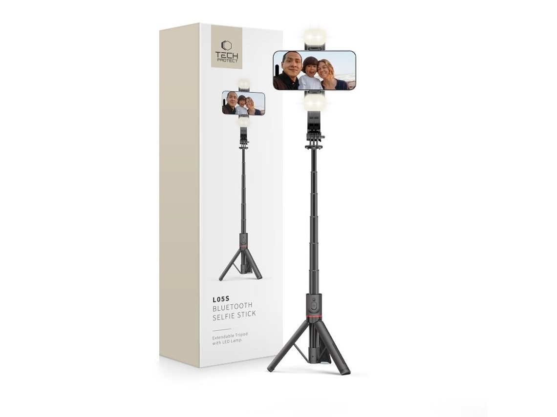 Lurelia Tripé Para Selfie Bluetooth, Com Luz Led, Para Telemóvel, Preto