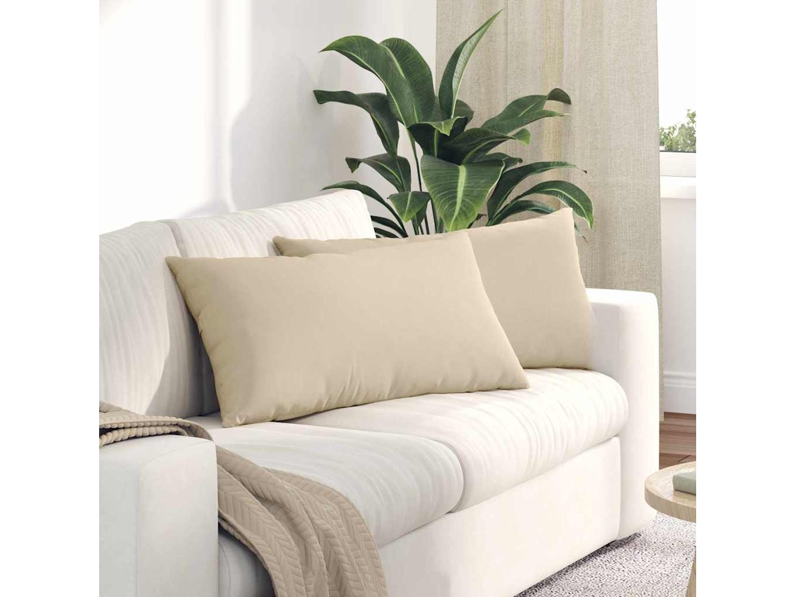 Vidaxl Travesseiros De Sofá 2 Unid. Tecido Creme 80 X 40 Cm