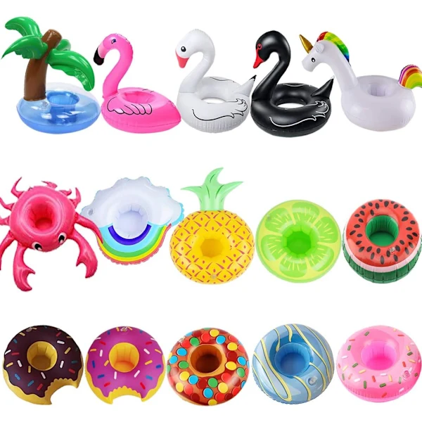 Porta-copos Infláveis, Pacote Com 15 Unidades, Boias Infláveis ​​para Bebidas, Porta-copos Em Formato De Flamingo Para Festas Na Piscina.