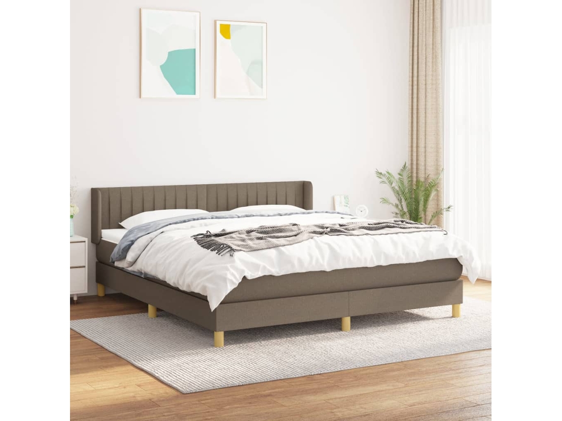 Vidaxl Cama Com Molas/colchão 180x200 Cm Tecido Castanho-acinzentado