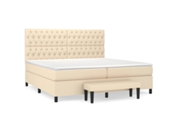 Cama com Molas/colchão 200x200 Cm Tecido Cor Creme MAISON EXCLUSIVE