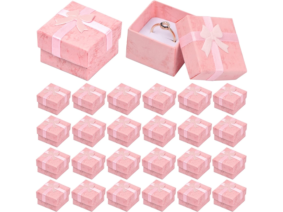 24 Caixas De Jóias 4x4x3 Cm Design Clássico Rosa