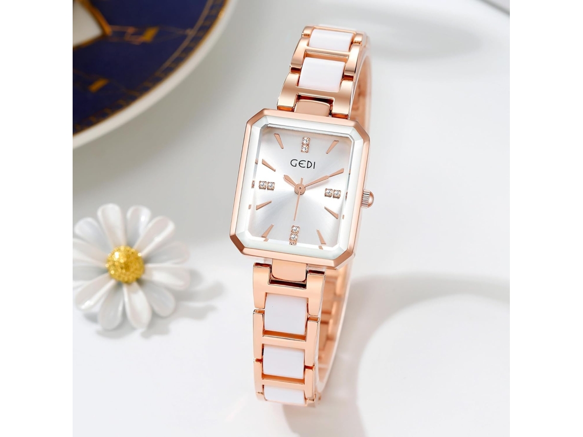 Lurelia Relógio Feminino 24×10×14×253 Mm, Aço Inox, Cerâmica, Rosa, Impermeável