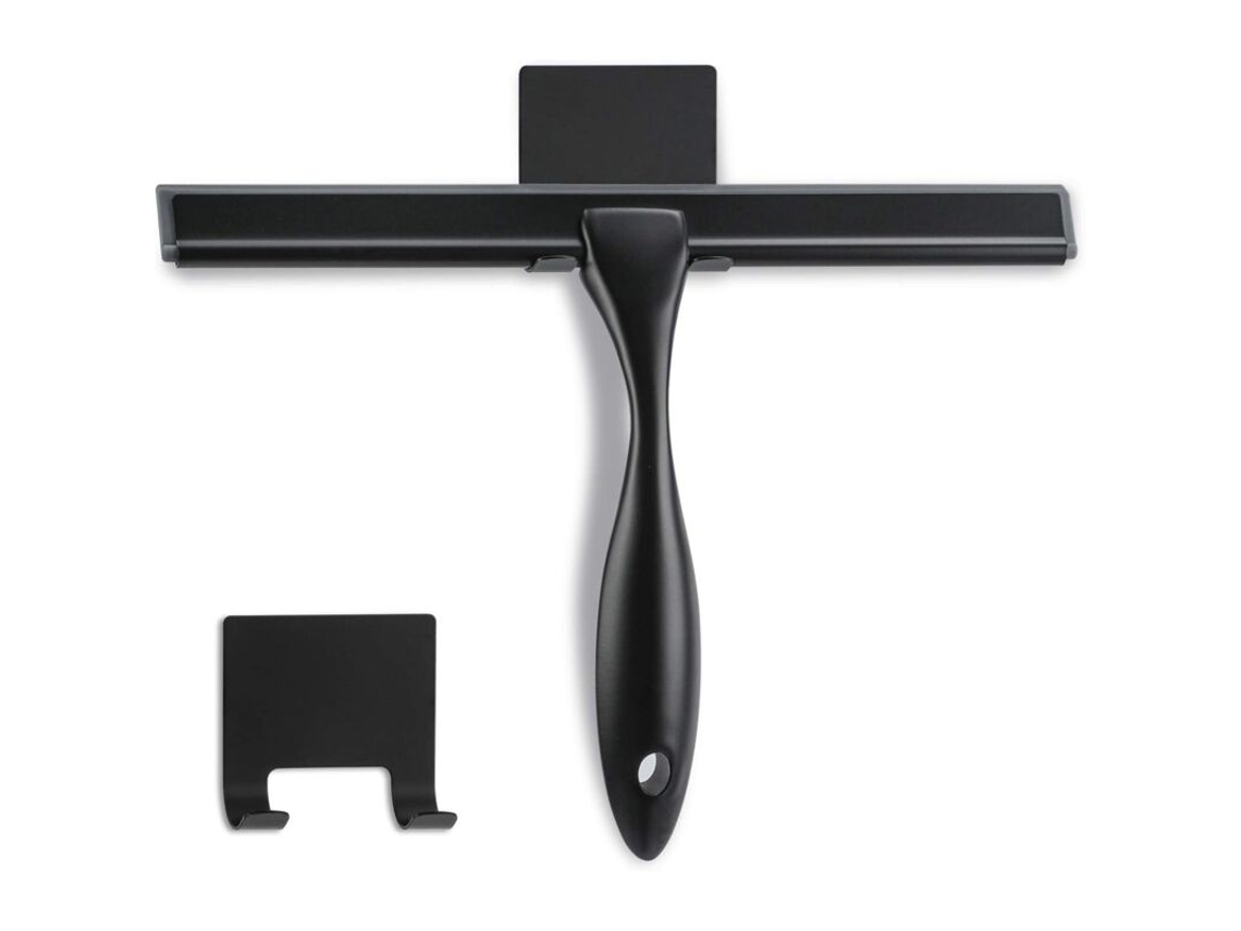 Raspador De Chuveiro, 25 Cm Preto Fosco, Raspador Multiuso Em Aço Inoxidável Para, Box De Chuveiro, Espelho E Vidros Auto, 100% Livre De Riscos